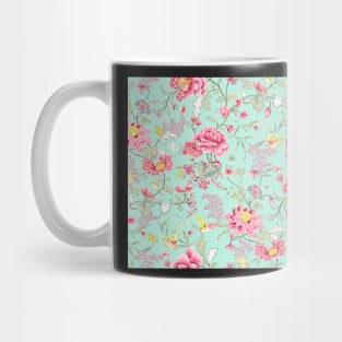 Bright Turquoise Oriental Florals Mug